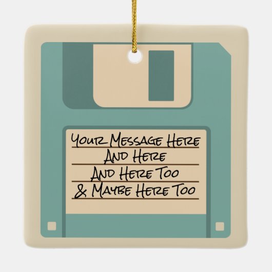 Aangepaste berichtcomputerdiskettestation keramisch ornament (Achterkant)