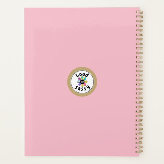 Aangepaste berichtroze rand en goudversiering planner (Achterkant)