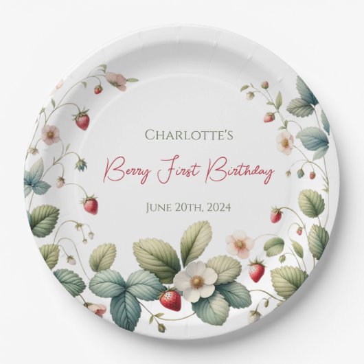 Aangepaste Berry Eerste Verjaardag Papieren Bordje (Voorkant)