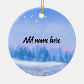 Aangepaste besneeuwde landschap Kerstbal Keramisch Ornament