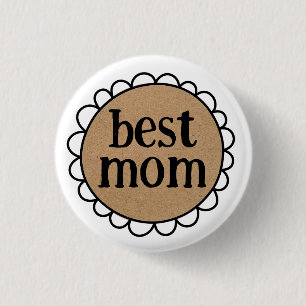 Aangepaste BEST MOM Scalloped Edge Ronde Button 3,2 Cm