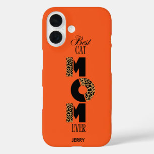 Aangepaste Beste Kat Mam Luipaard Print iPhone 16 Hoesje