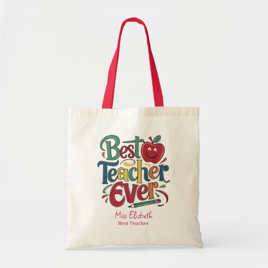 Aangepaste beste leraar ooit kleurrijk tote bag (Voorkant)