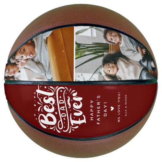 Aangepaste Beste Pap Ooit 2 Foto Keepsake Basketbal (Voorkant)
