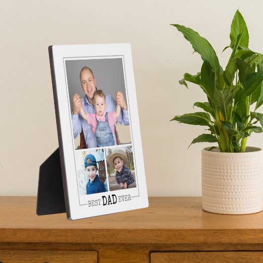 Aangepaste beste papa ooit 3 fotocollage wit fotoplaat
