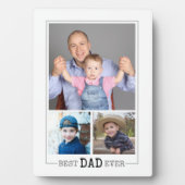 Aangepaste beste papa ooit 3 fotocollage wit fotoplaat (voorkant)