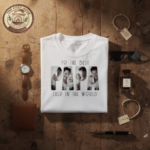 Aangepaste 'Beste Papa Ooit' Fotocollage T-shirt