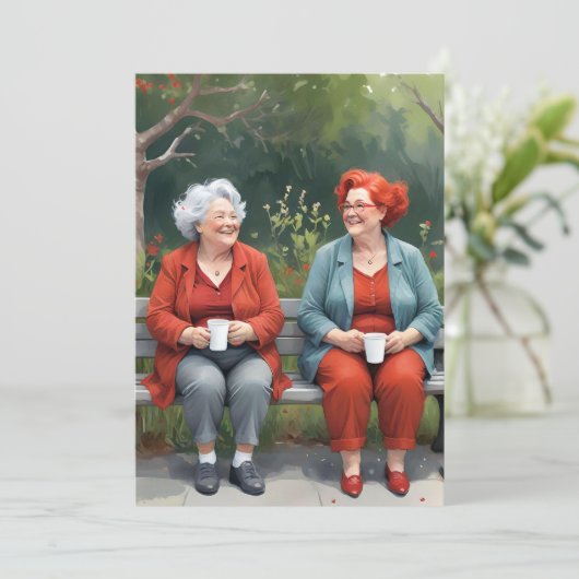 Aangepaste beste vriend Miss You Oudere Dames Kaar Aankondiging (Staand voorkant)