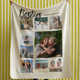 Aangepaste beste vriendinnen foto crèmecollage fleece deken