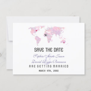 Aangepaste Bestemming Wereldkaart Bewaar De Datum Save The Date