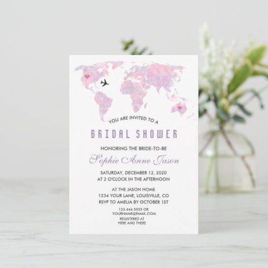 Aangepaste Bestemming Wereldkaart Bruidsmeisjesfee Kaart (Staand voorkant)