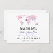 Aangepaste Bestemming Wereldkaart Save The Date (Voorkant / Achterkant)