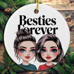 Aangepaste Besties Beste Vriend Gift BFF Kerstcade Keramisch Ornament