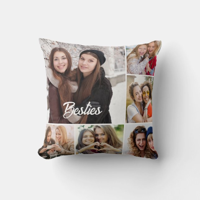 Aangepaste "Besties" Fotocollage  Kussen (Voorkant)