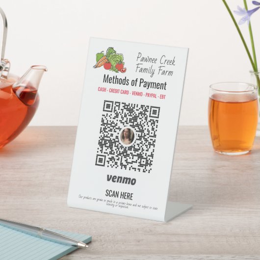 Aangepaste betaling van Venmo hier | Landbouwmarkt Reclamebord Met Voetstuk (Insitu)