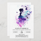 Aangepaste betoverde fee verjaardag kaart (Voorkant / Achterkant)