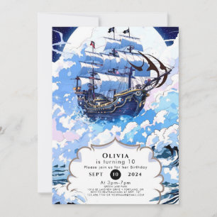 Aangepaste betoverde schip Pirate Verjaardag Kaart