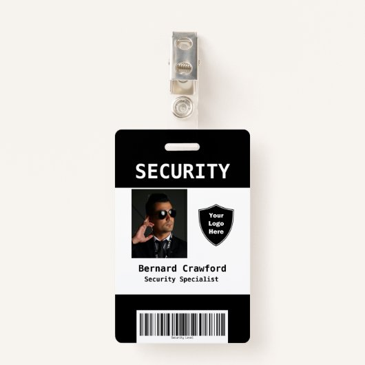 Aangepaste beveiligingspersoneel ID-badge zwart |  Badge (Voorkant met clip)