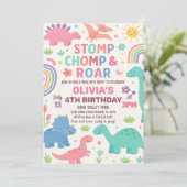 Aangepaste bewerkbare Dino Party Uitnodigen Feestdagenkaart (Staand voorkant)