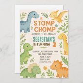 Aangepaste bewerkbare Dino Party Uitnodigen Feestdagenkaart (Voorkant / Achterkant)