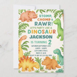 Aangepaste bewerkbare Dino Party Uitnodigen Feestdagenkaart