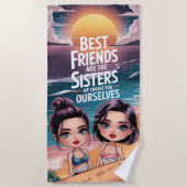 Aangepaste BFF Beste Vrienden Chibi BFF Gepersonal Strandlaken (Voorkant)