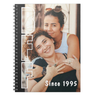 Aangepaste BFF Sinds Jaar Foto Illusie Zwart  Notitieboek