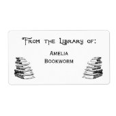 Aangepaste 'Bibliotheek van' kunstlabels Etiket (Voorkant)