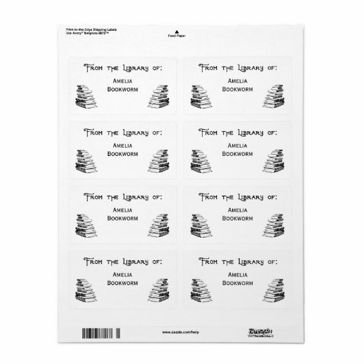 Aangepaste 'Bibliotheek van' kunstlabels Etiket (Full Sheet)