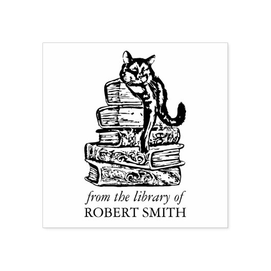 Aangepaste bibliotheekkat rubberstempel (Afrduk)