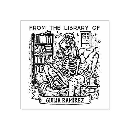 Aangepaste bibliotheekschedel 	rubberstempel (Afrduk)