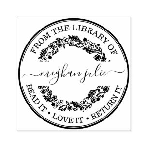 Aangepaste bibliotheekstempel met bewijs rubberstempel