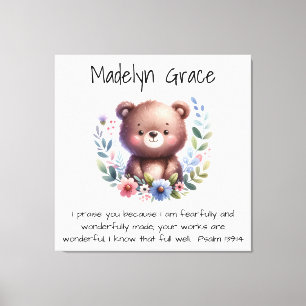 Aangepaste Bijbeltekst voor babykamer muur Canvas Afdruk