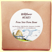 Aangepaste  bijenkast en wolken honing 3" ronde sticker
