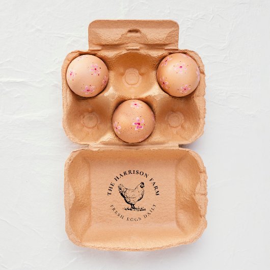 Aangepaste bijtende kippentekening | eierstempel rubberstempel