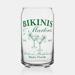 Aangepaste bikinibroekjes en martini's vrijgezelle blikvorm glas