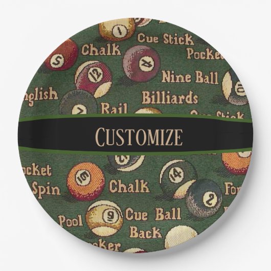 Aangepaste Billiardballs Papieren Bordje (Voorkant)