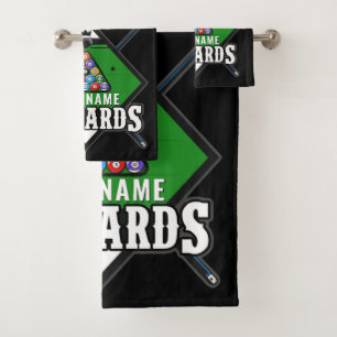 Aangepaste Billiards NAME Cue Rack Pool Room Bad Handdoek
