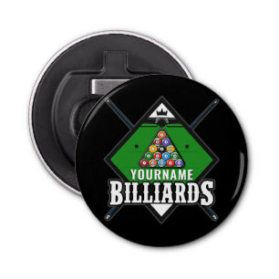 Aangepaste Billiards NAME Cue Rack Pool Room Button Flesopener