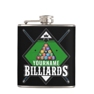 Aangepaste Billiards NAME Cue Rack Pool Room Heupfles