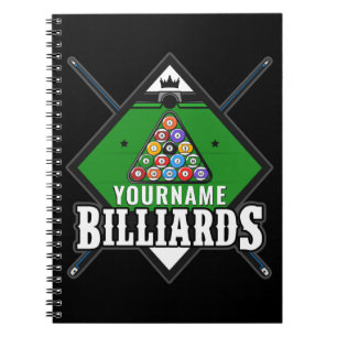 Aangepaste Billiards NAME Cue Rack Pool Room Notitieboek