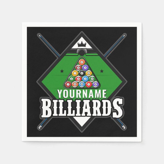 Aangepaste Billiards NAME Cue Rack Pool Room Servet (Voorkant)