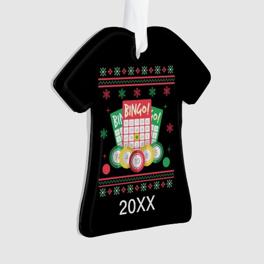 Aangepaste Bingo Player Ugly Xmas Sweater Ornament (voorkant)