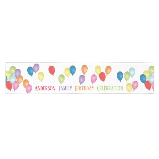 Aangepaste Birthday Balloons Table Runner Korte Tafelloper (Horizontaal)