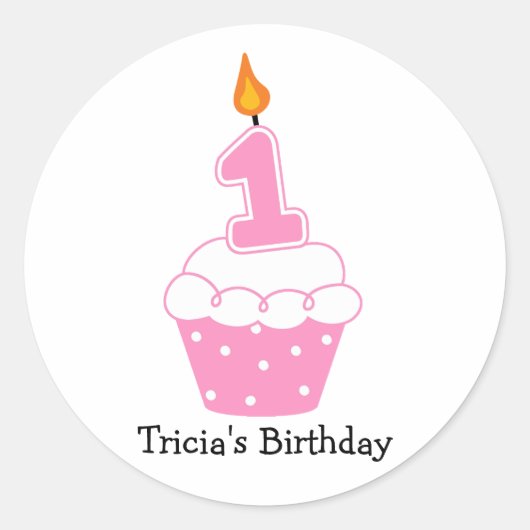 Aangepaste Birthday Cupcake Stickers (Voorkant)