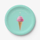 Aangepaste Birthday Ice Cream en Cake Papieren Bordje (Voorkant)