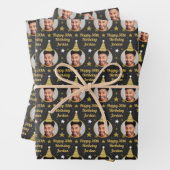 Aangepaste 'Birthday'-verlooppapier, zwart en goud Inpakpapier Vel (In situ)
