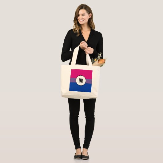 Aangepaste biseksualiteit vlag Drawstring Grote Tote Bag (Voorkant (model))