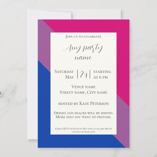 Aangepaste biseksuele vlag partij Uitnodiging (Voorkant)