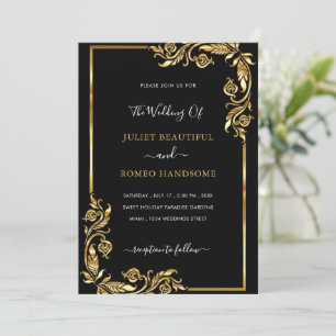 Aangepaste Black and Gold Wedding Invitation Sjabl